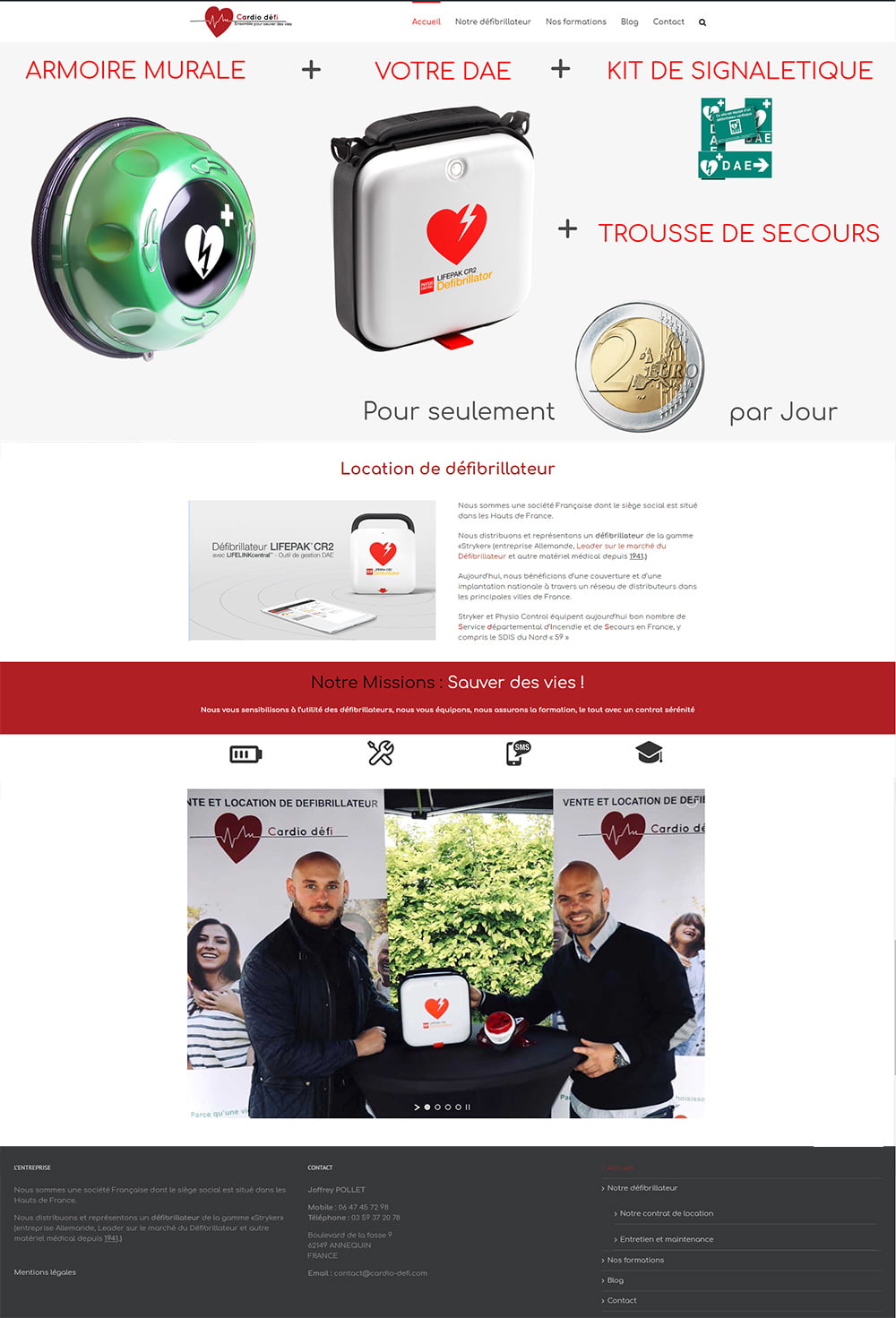Création de site web pour location de défibrillateur à Annequin