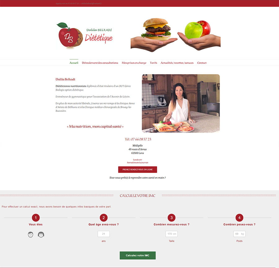 création de site internet diététicienne nutritionniste à Arras Lens Douai Lille