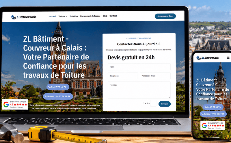 Création de site internet pour entreprise de couverture par CREAPIXEL62 agence Web pour couvreur