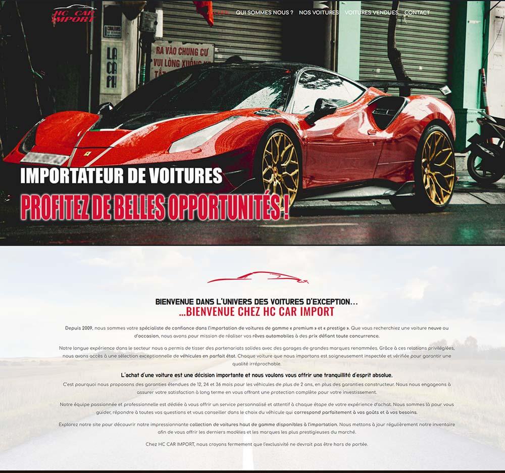 Création de site web pour importateur de voitures à prix compétitif